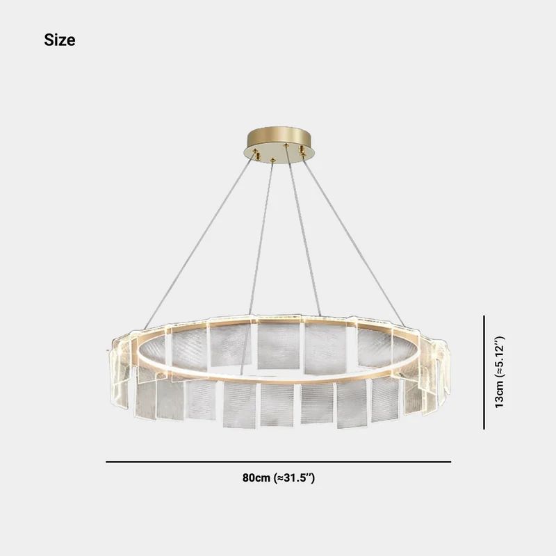Chandelier Circular Round Ring Acrylic LED, Gold