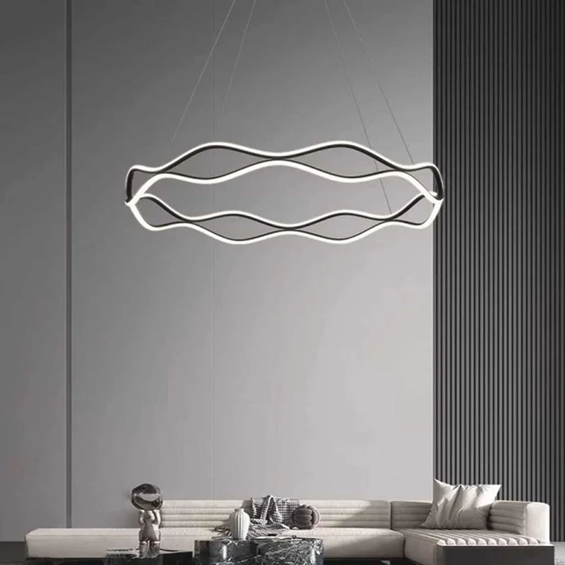 Chandelier Modern Circular Wave Ring Copper LED