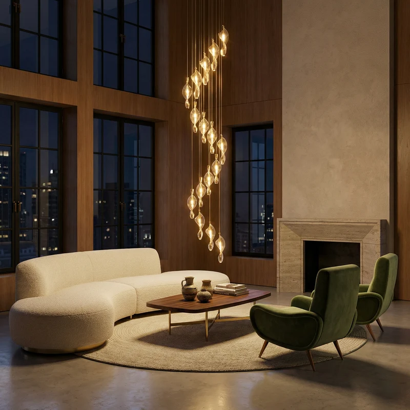 Moderne LED Pendelleuchte für Wohnzimmer und Esszimmer – Ombrialiste