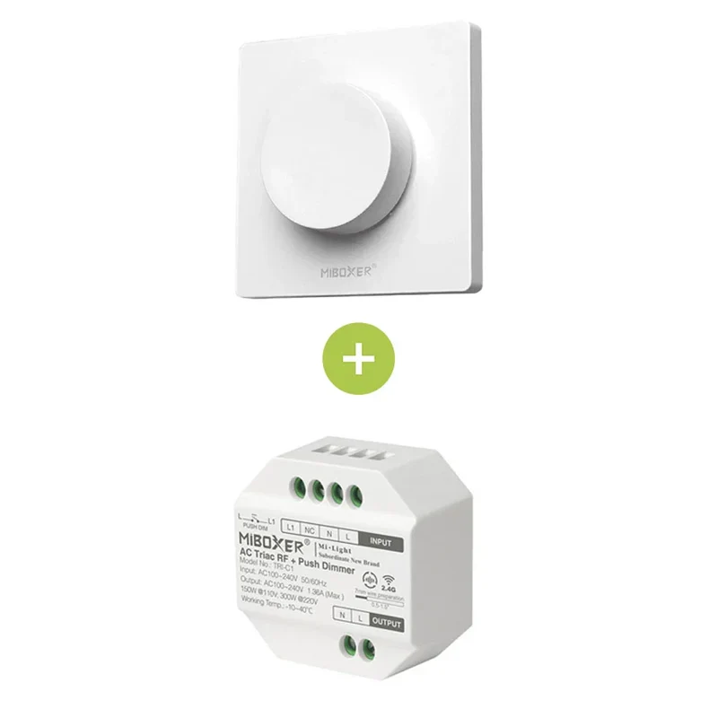 Bundle-Paket | 1x Triac-Funkdimmer | 100-240V | inkl. Mi-light-Fernbedienung | Weiß
