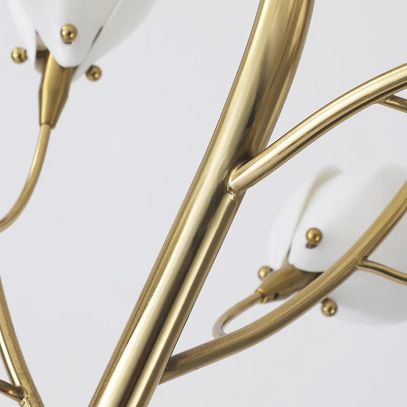 Wall / Floor Lamp Artistic Ceramic Magnolia, Gold & White