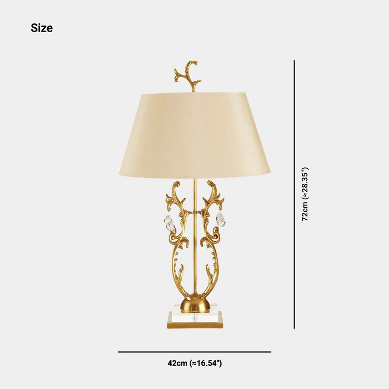 Table Lamp Classic Brass Branch with Fabric Shade
