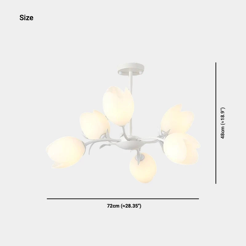Chandelier Cream Branch Plastic Flower Tulip, White / Green