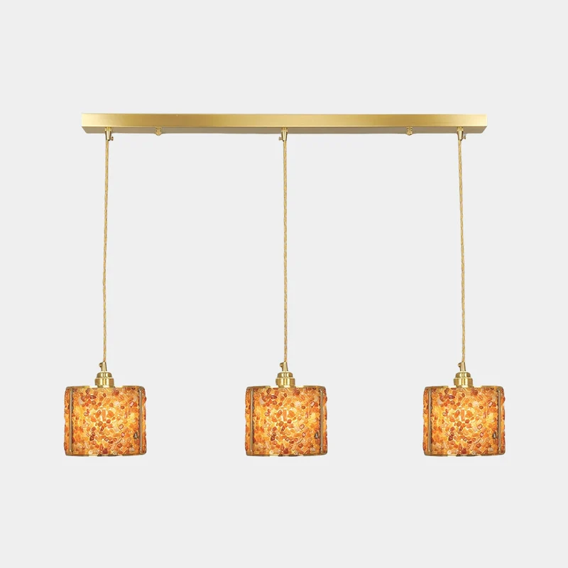 Pendant Light Luxury Linear Crystal 3-Light Cylinder, 7 Colors