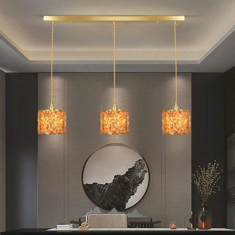 Pendant Light Luxury Linear Crystal 3-Light Cylinder, 7 Colors