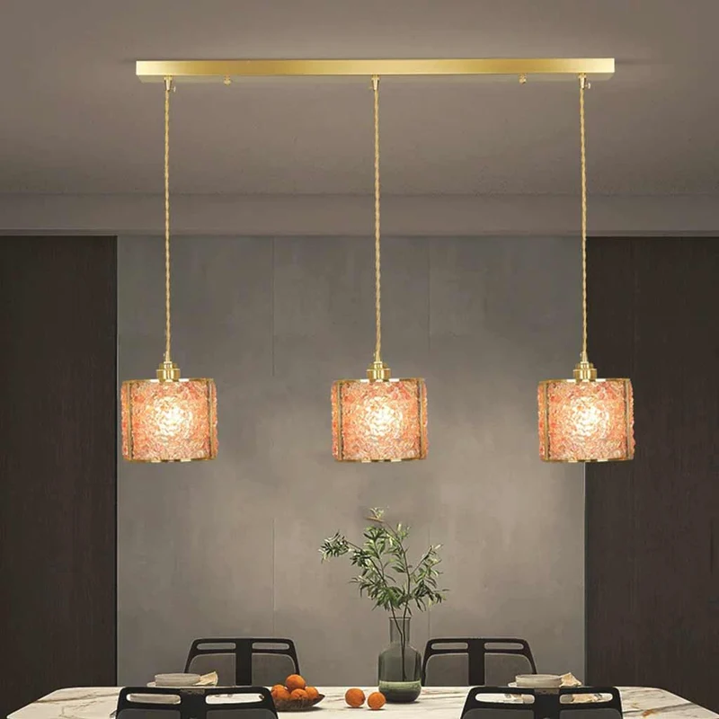 Pendant Light Luxury Linear Crystal 3-Light Cylinder, 7 Colors
