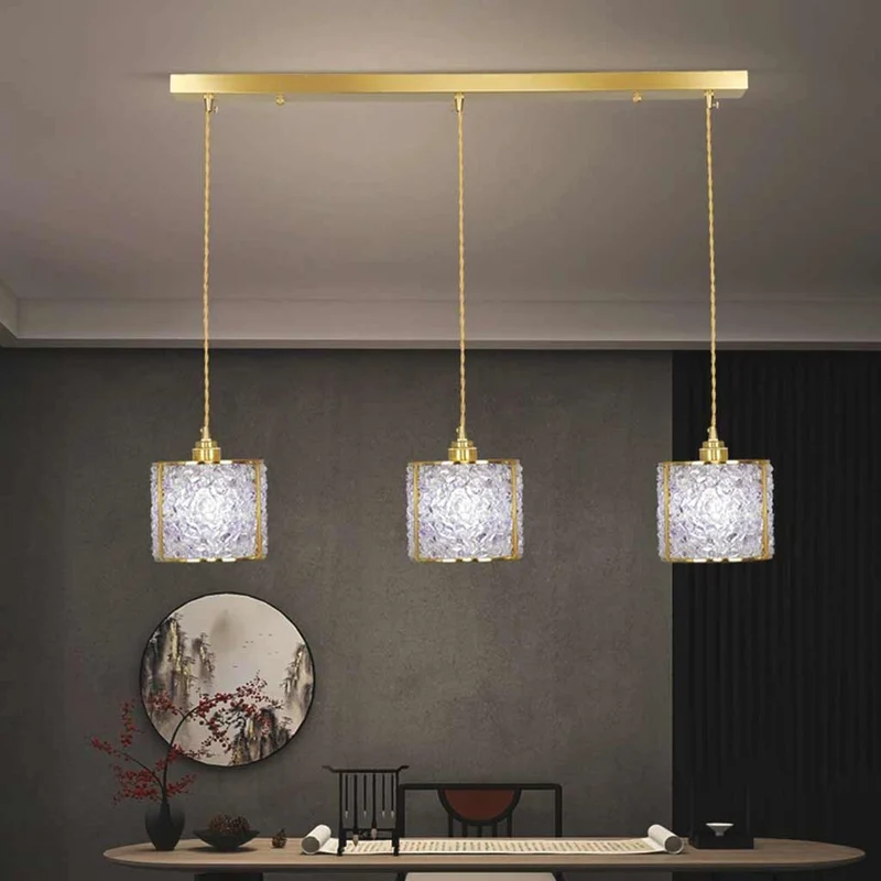 Pendant Light Luxury Linear Crystal 3-Light Cylinder, 7 Colors
