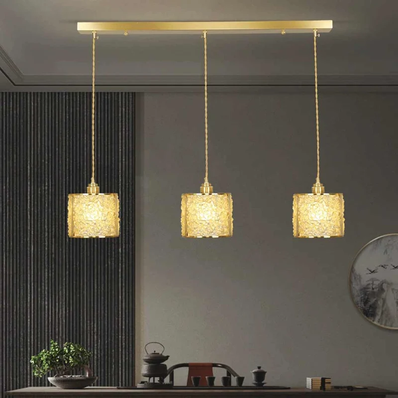 Pendant Light Luxury Linear Crystal 3-Light Cylinder, 7 Colors