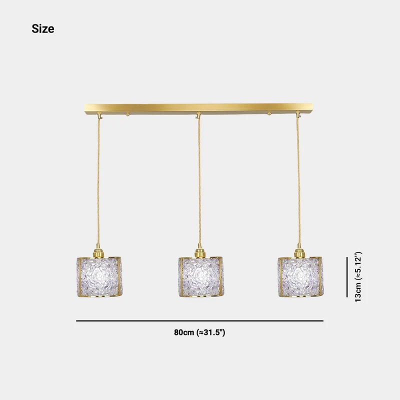 Pendant Light Luxury Linear Crystal 3-Light Cylinder, 7 Colors