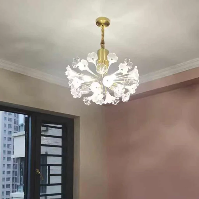 Chandelier Beautiful Brass Branch Glass Jasmine Flower