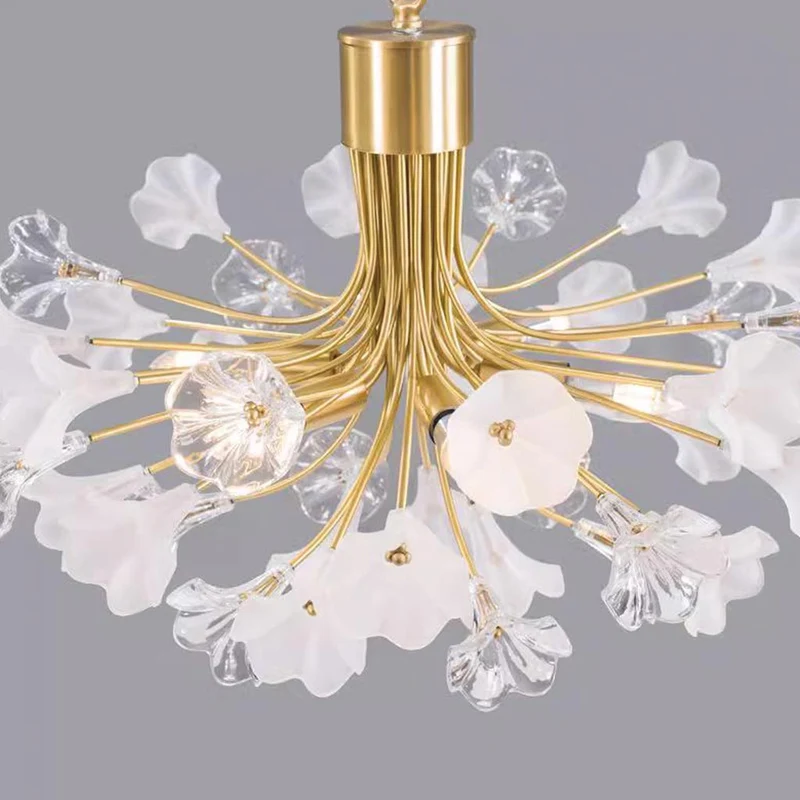 Chandelier Beautiful Brass Branch Glass Jasmine Flower