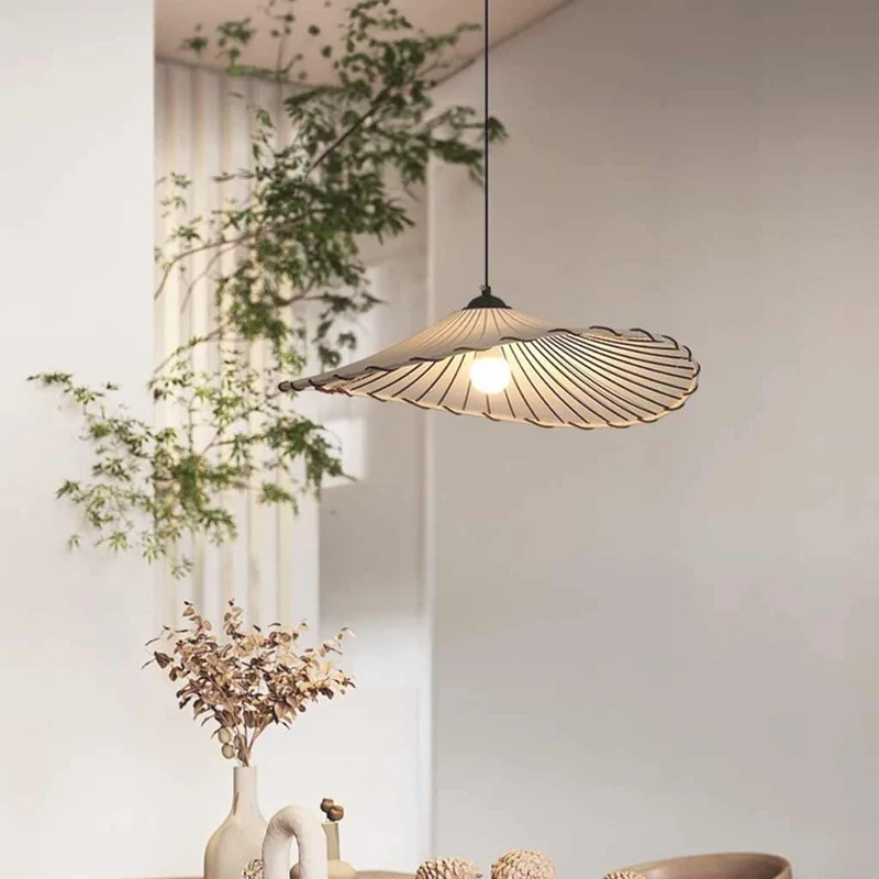 Pendant Light Japandi Retro Cloth Linen Lotus Leaf