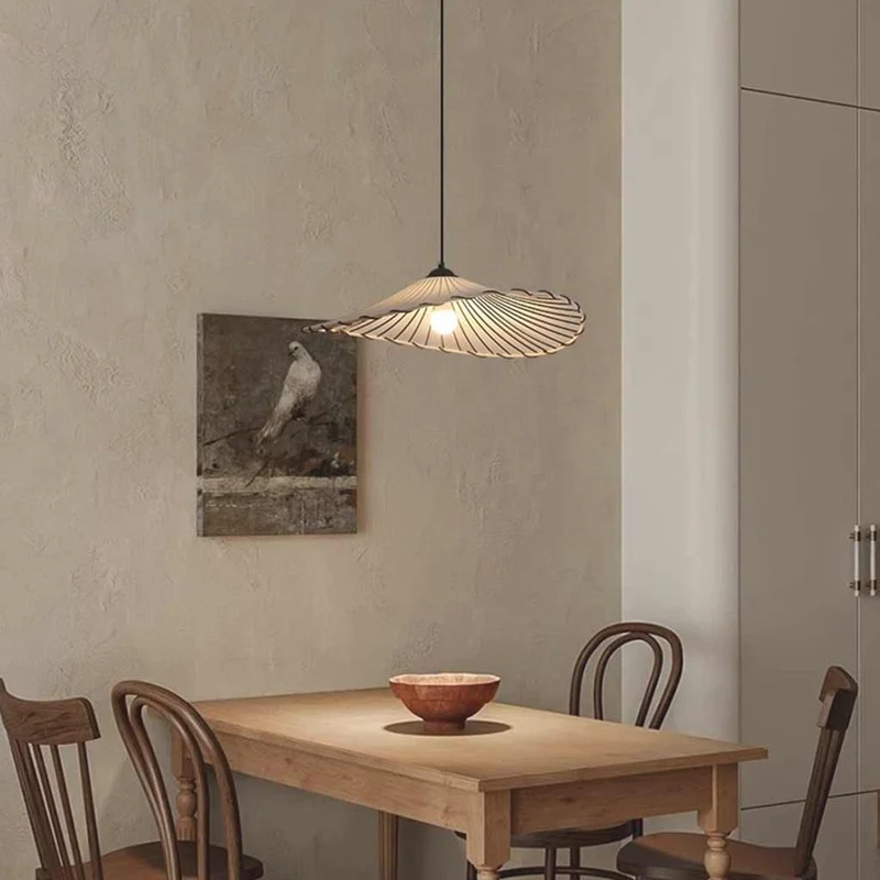 Pendant Light Japandi Retro Cloth Linen Lotus Leaf