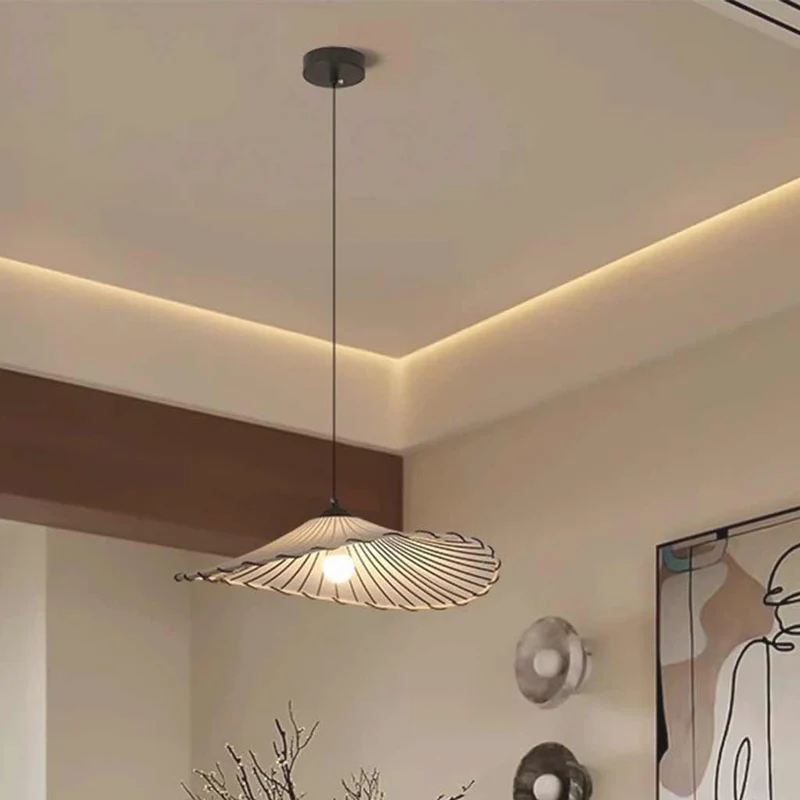 Pendant Light Japandi Retro Cloth Linen Lotus Leaf