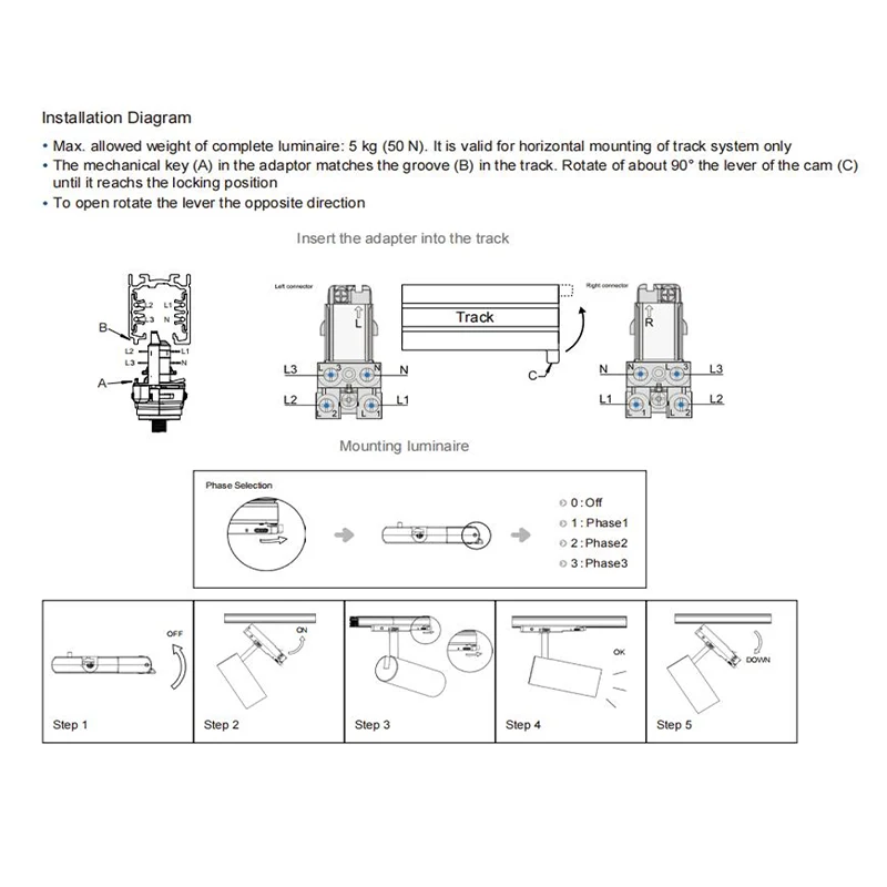 3-Phasen-Schienenstrahler | Rosalin | 10 W – 20 W – 30 W | Messing | Dimmbar | Farbtemperaturschalter