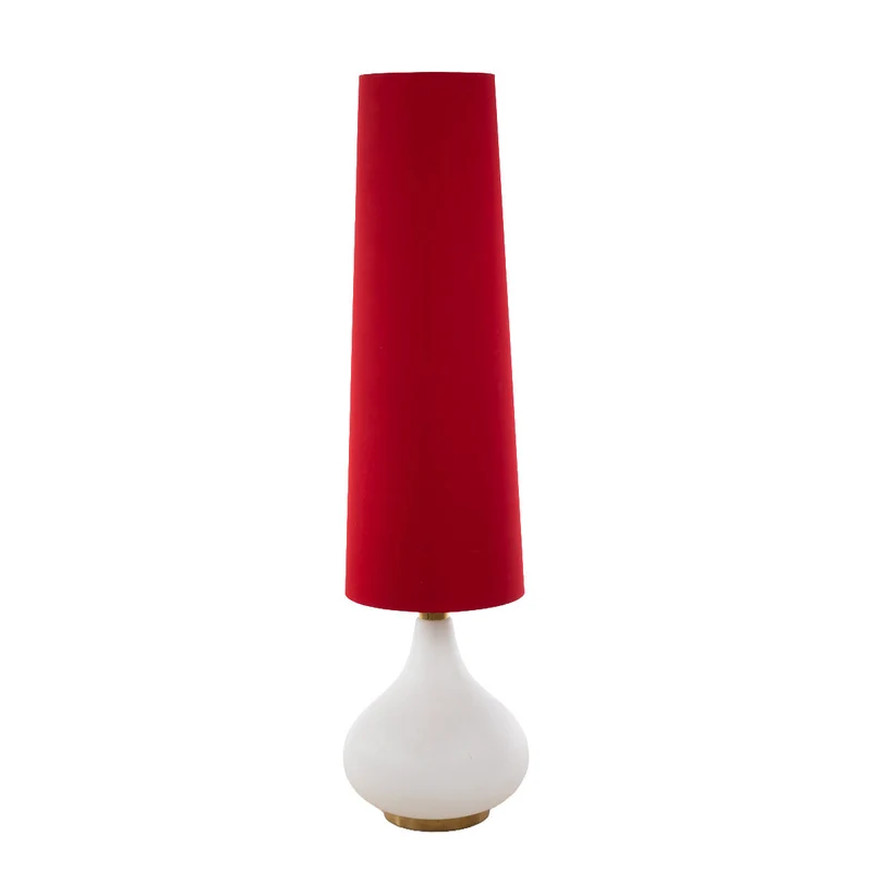 1960er Mid-Century Bodenleuchte mit roter Stoffpagode