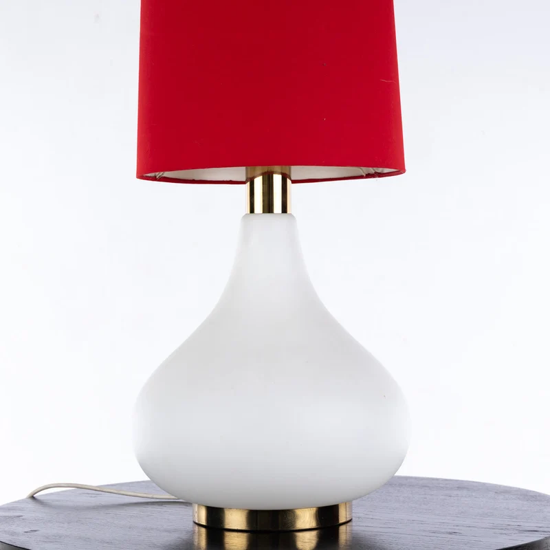 1960er Mid-Century Bodenleuchte mit roter Stoffpagode