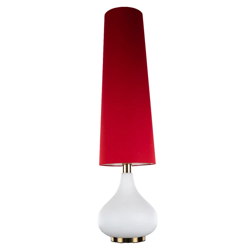 1960er Mid-Century Bodenleuchte mit roter Stoffpagode