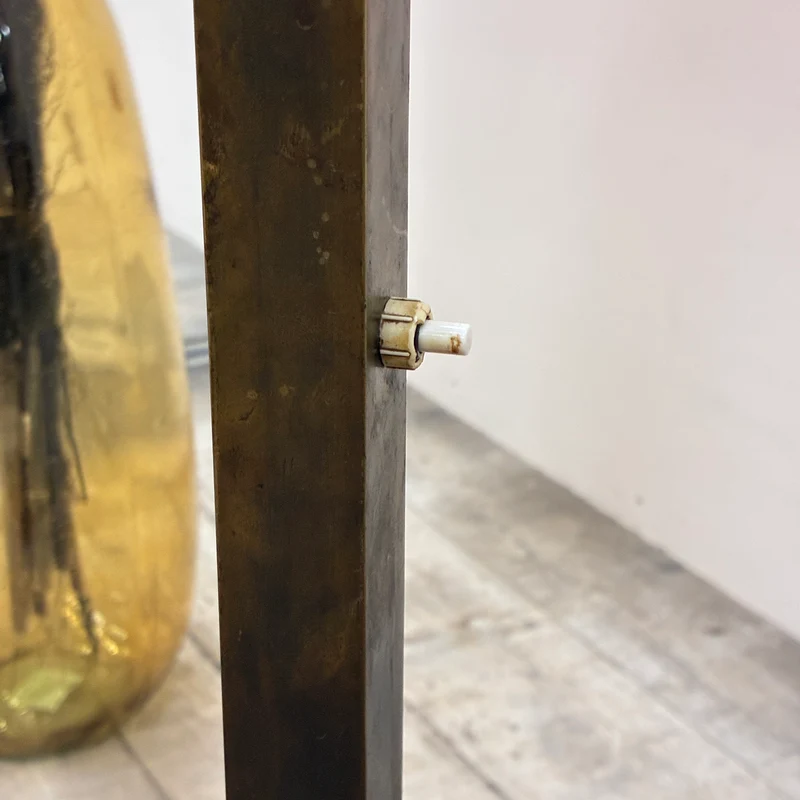 Stehlampe Stehleuchte Stoffschirm Schwanenhals Messing Antik Lampe Gebraucht