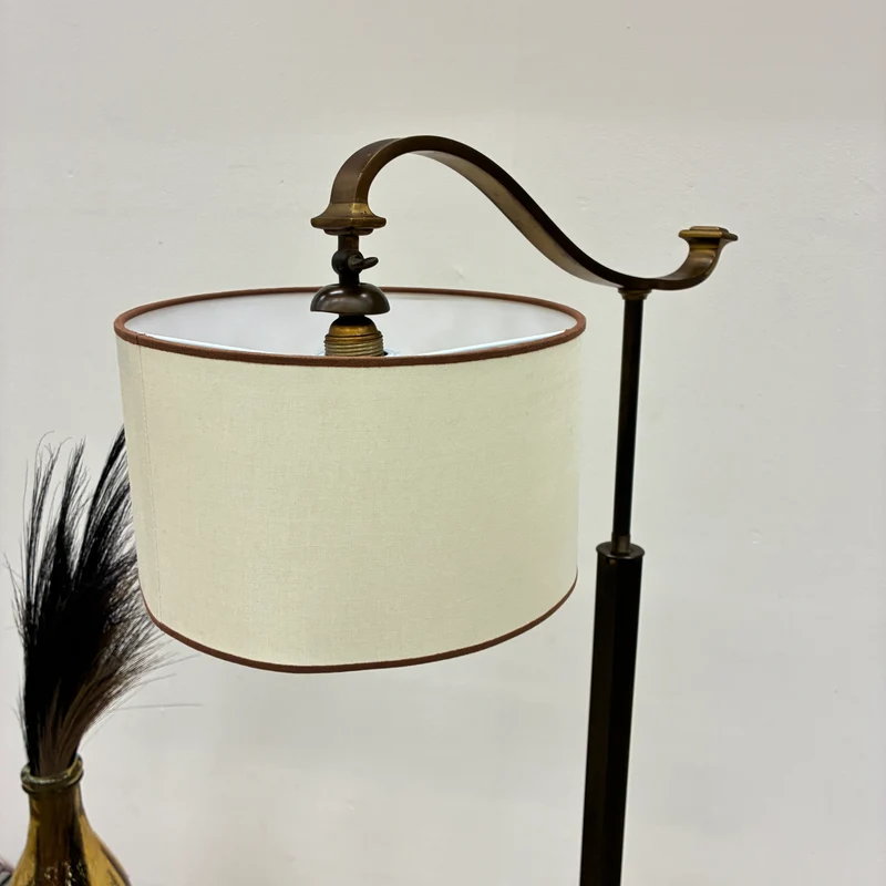 Stehlampe Stehleuchte Stoffschirm Schwanenhals Messing Antik Lampe Gebraucht