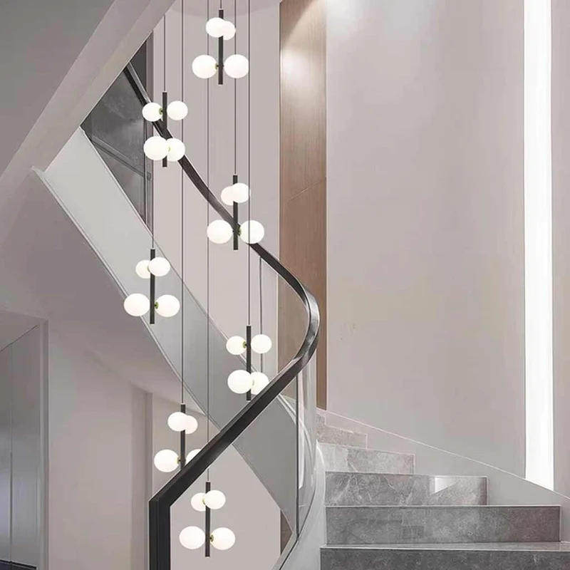 Chandelier Modern Glass Ball for Staircase High Ceiling