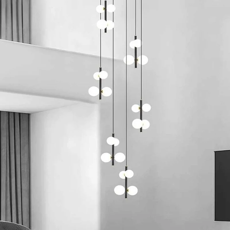 Chandelier Modern Glass Ball for Staircase High Ceiling