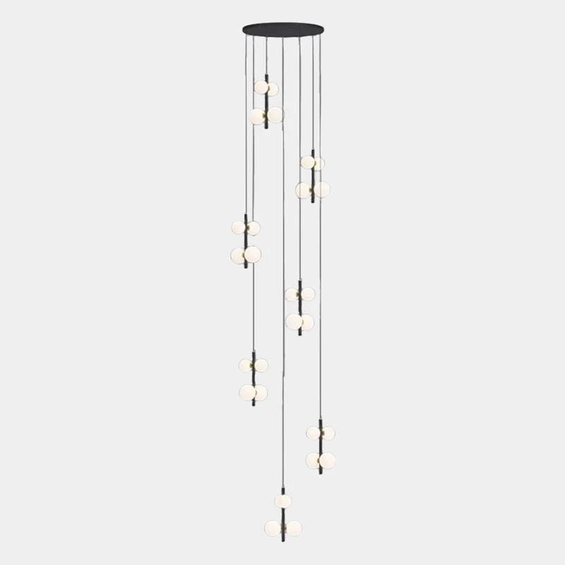 Chandelier Modern Glass Ball for Staircase High Ceiling