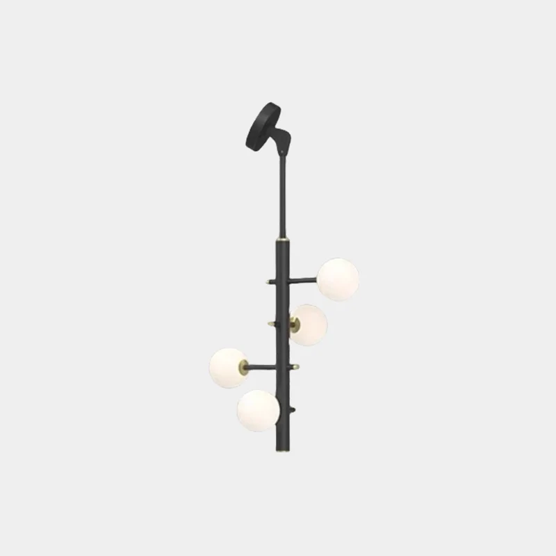 Chandelier Glass Globe High Sloped Ceiling, White & Black
