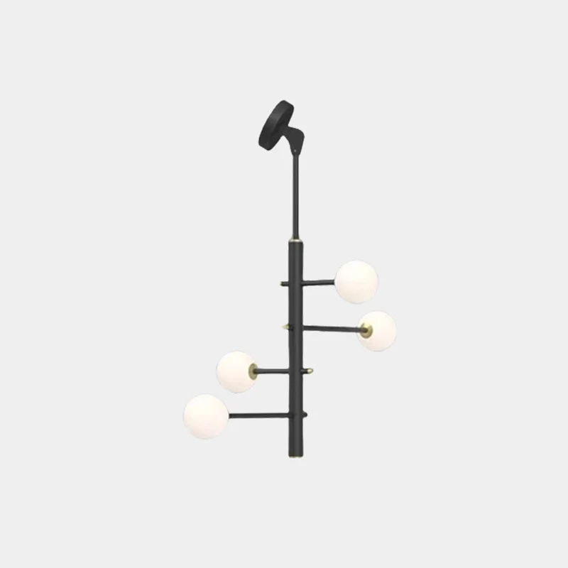 Chandelier Glass Globe High Sloped Ceiling, White & Black