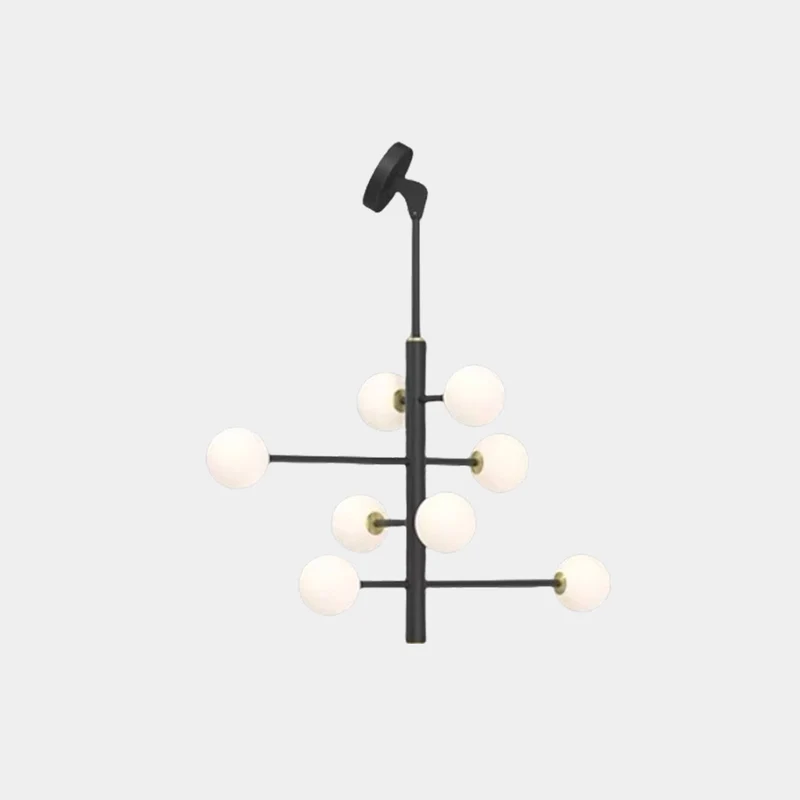 Chandelier Glass Globe High Sloped Ceiling, White & Black