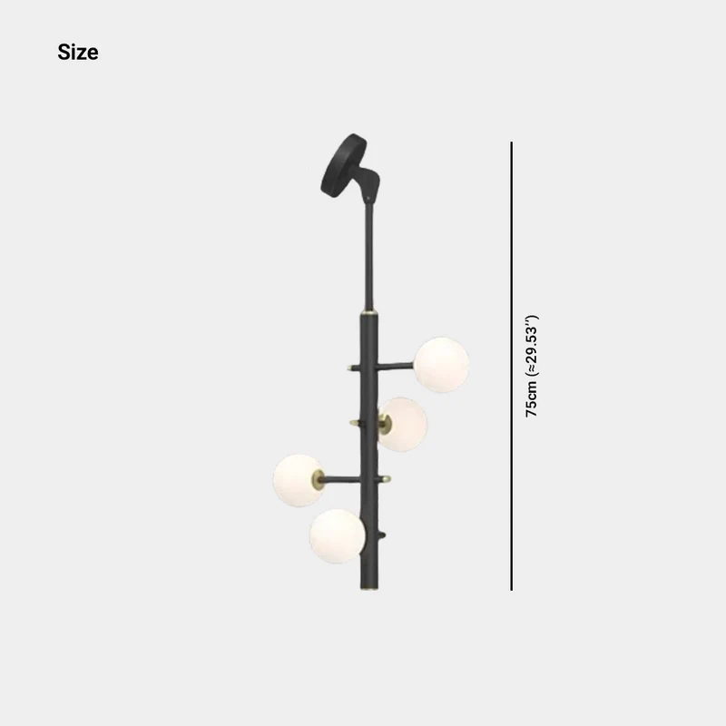Chandelier Glass Globe High Sloped Ceiling, White & Black