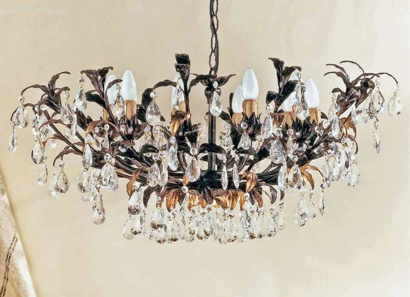 Casa Padrino Barock Kronleuchter Ø 90 x H. 40 cm 10-flammig - Handgefertigte Leuchte aus Italien - Barock Leuchten