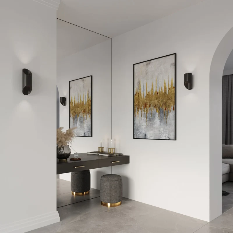 Moderne schwarze Aluminium-Wandleuchte – Neralia
