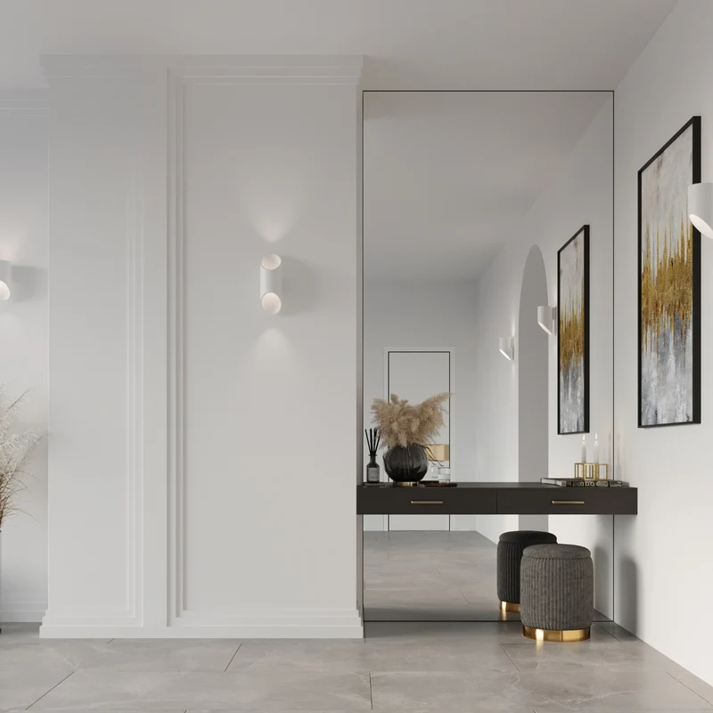 Wandleuchte aus weißem Aluminiumrohr modern - Modell Orsena