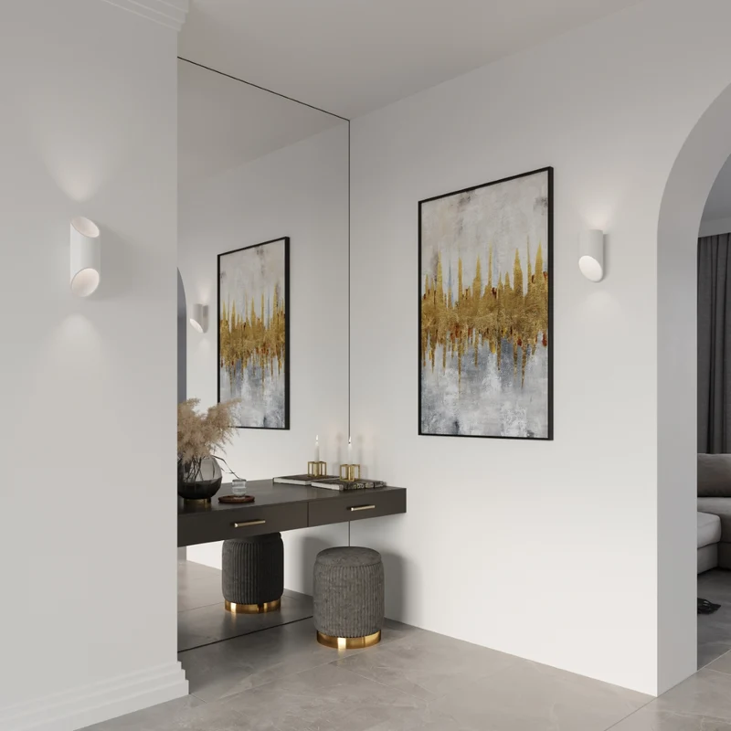 Wandleuchte aus weißem Aluminiumrohr modern - Modell Orsena