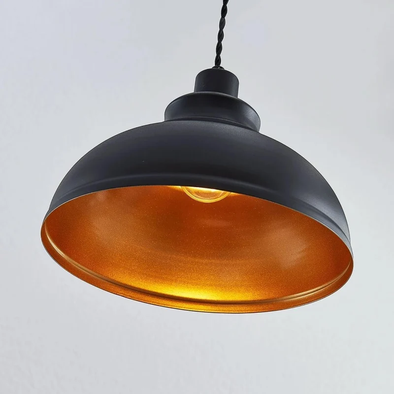 Retro Pendelleuchte Schwarz & Gold E27 LEDSONE ~3878