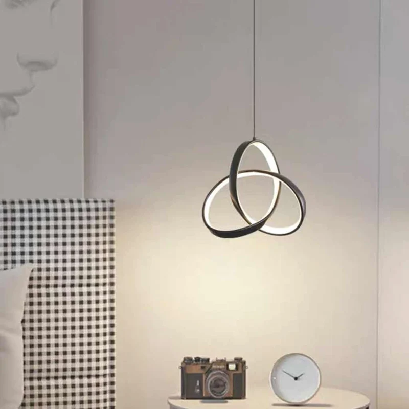 Pendant Light Small Twisted Ring Bedside, Black / White