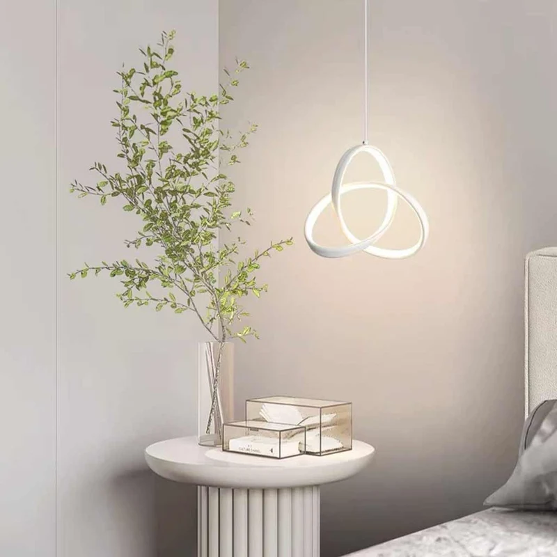 Pendant Light Small Twisted Ring Bedside, Black / White