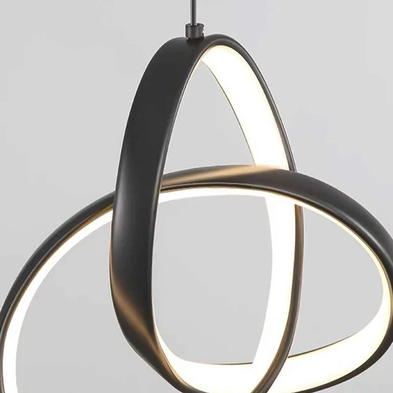 Pendant Light Small Twisted Ring Bedside, Black / White