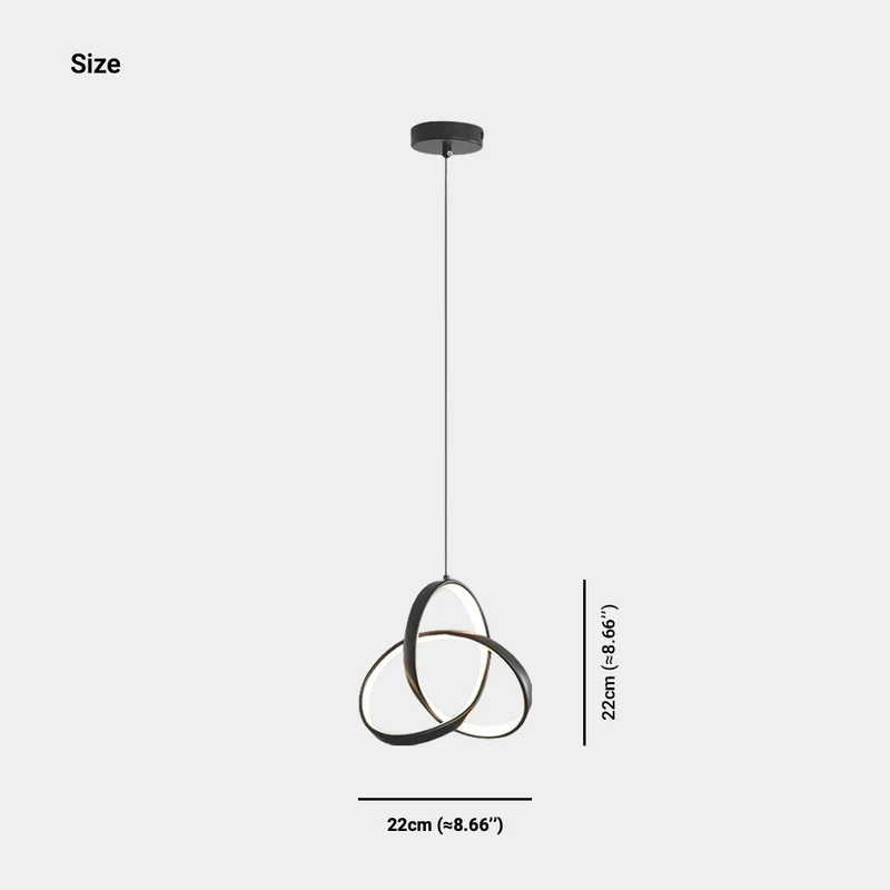 Pendant Light Small Twisted Ring Bedside, Black / White