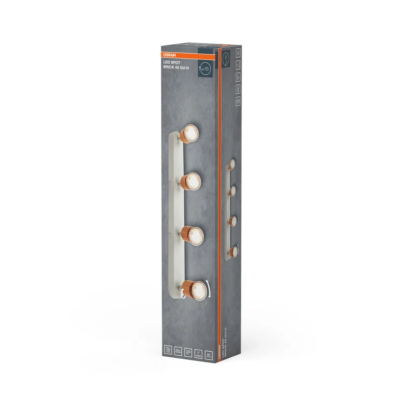 OSRAM LED Spot Brick Deckenleuchte 4xGU10 Weiß und Holz