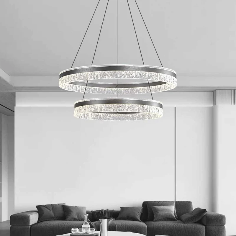 Chandelier Luxury Circular Ring LED Dimmable, Grey