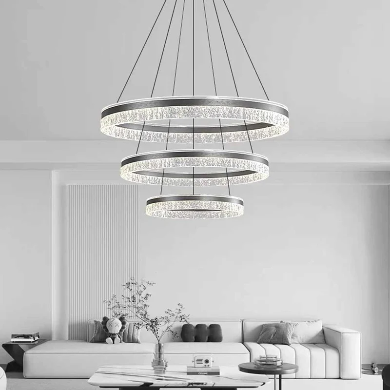 Chandelier Luxury Circular Ring LED Dimmable, Grey