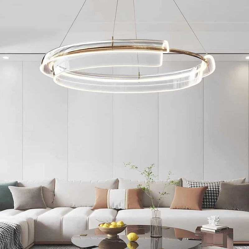 Chandelier Single Ring Circular Dimmable LED, Gold