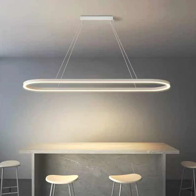Pendant Light Simple Oval Dimmable LED, Black / White