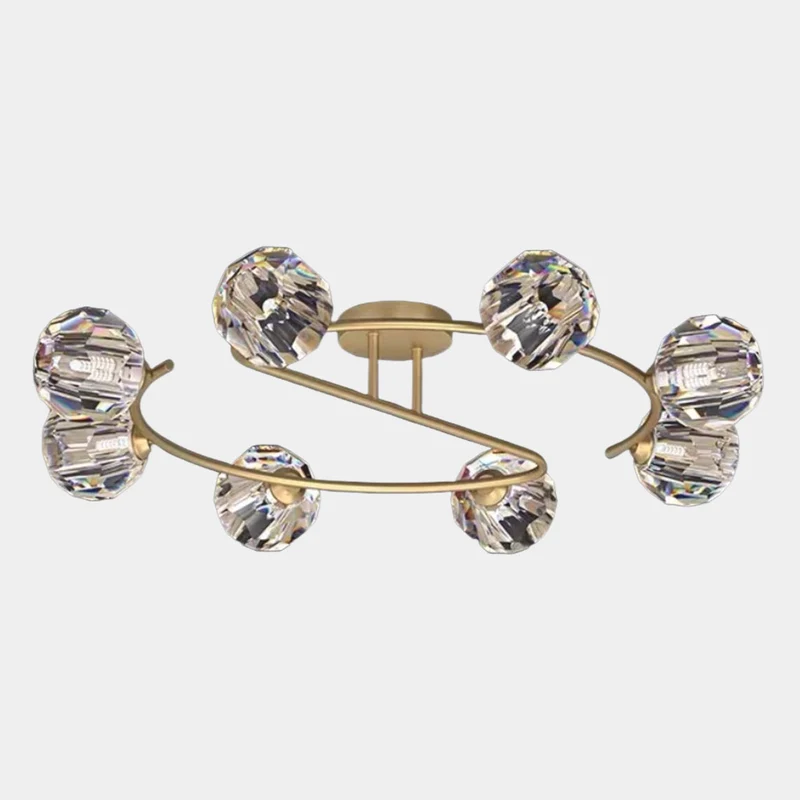 Semi-Flush Mount Ceiling Light Luxury Glass Crystal Globe