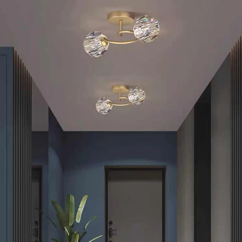 Semi-Flush Mount Ceiling Light Luxury Glass Crystal Globe