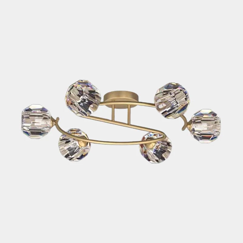 Semi-Flush Mount Ceiling Light Luxury Glass Crystal Globe