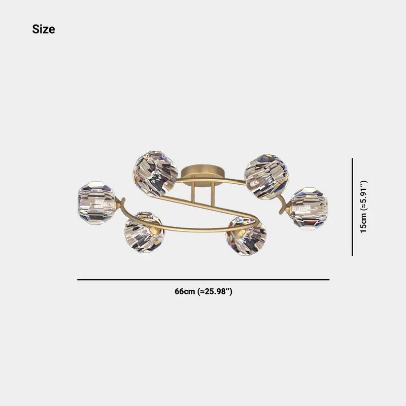 Semi-Flush Mount Ceiling Light Luxury Glass Crystal Globe