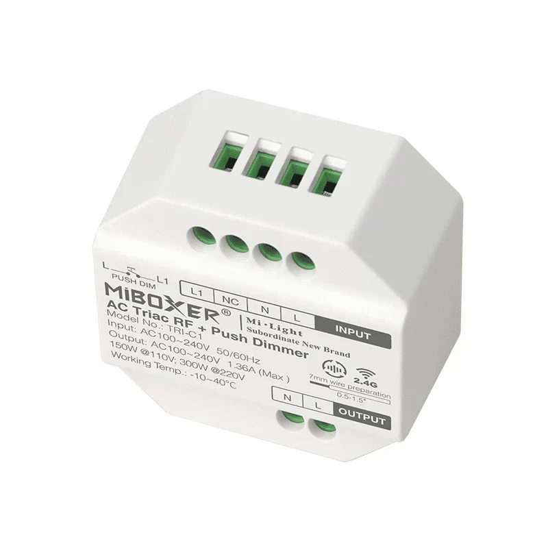 Bundle-Paket | 1x Triac-Funkdimmer | 100-240V | inkl. Mi-light-Fernbedienung | Schwarz